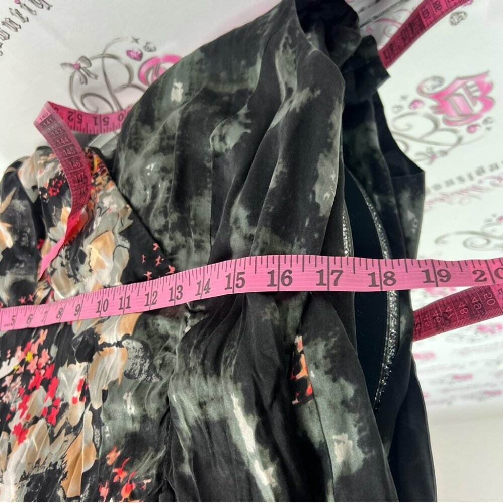 Donna Ricco dress silk flowers design Vneck Floral Dress - Black and Red - Picture 5 of 9